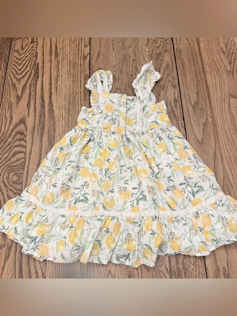 Tommy Bahama Lemon Print Dress | Girls Size 8 | Tiered Ruffle Sundress CUU